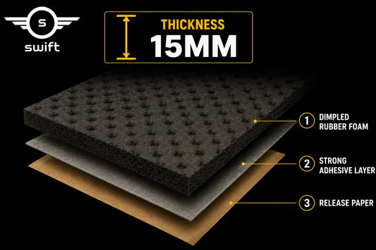 15mm Dimpled Rubber Foam Sound Deadener for Cars, Vans & Caravans