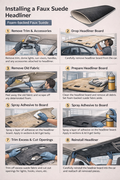 Premium Faux Suede Foam-Backed Automotive Headliner Fabric