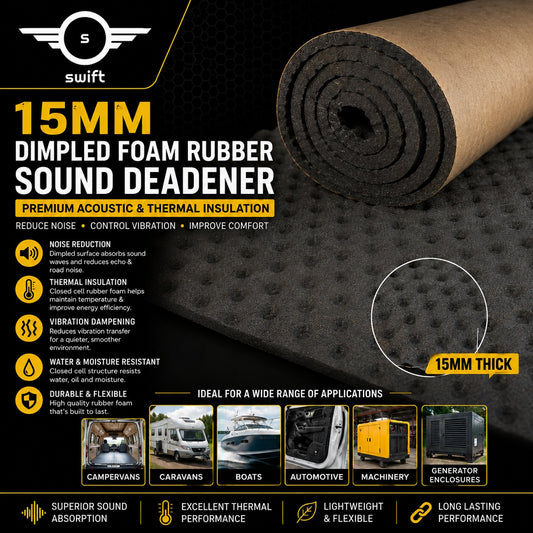 15mm Dimpled Rubber Foam Sound Deadener for Cars, Vans & Caravans