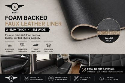 Premium Foam Backed Faux Leather Headliner for Automotive, Caravan & Interior Projects