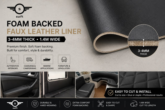 Premium Foam Backed Faux Leather Headliner for Automotive, Caravan & Interior Projects