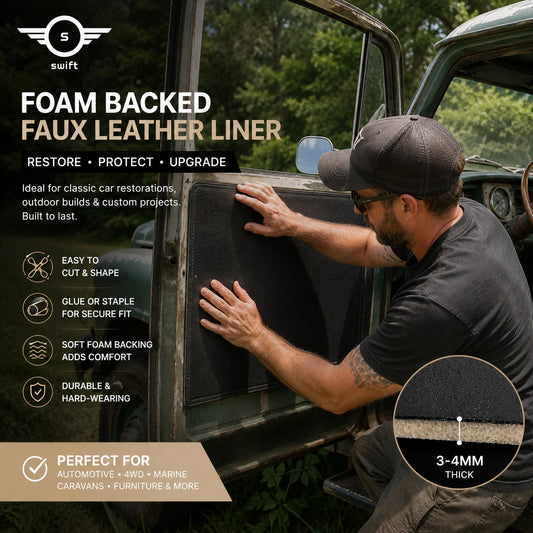 Premium Foam Backed Faux Leather Headliner for Automotive, Caravan & Interior Projects