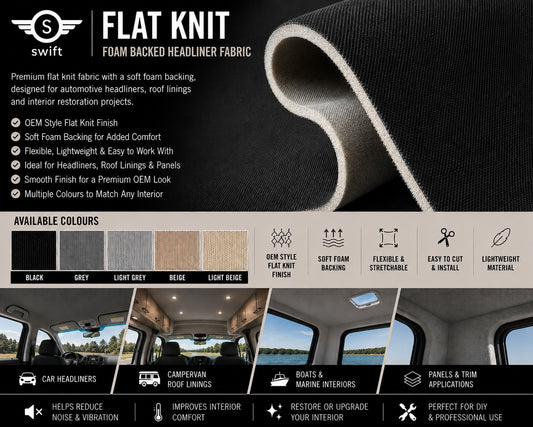 Premium Flat Knit Foam-Backed Automotive Headliner Fabric