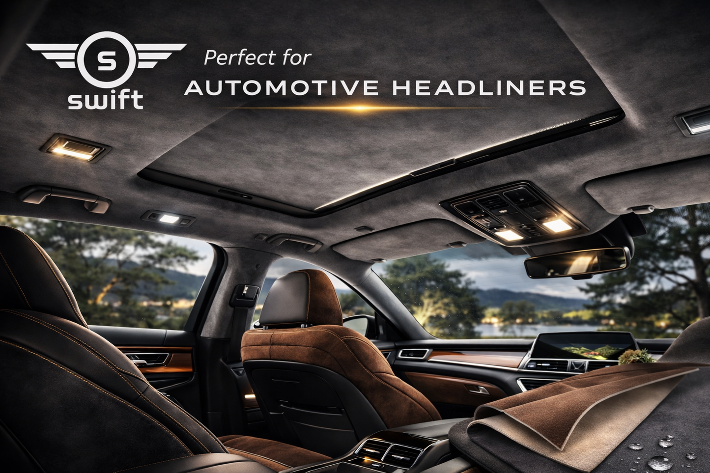 Premium Faux Suede Foam-Backed Automotive Headliner Fabric