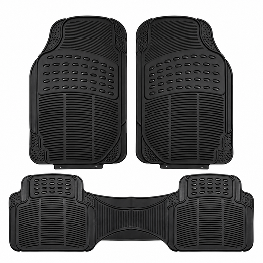 Universal All-Weather 4 Piece Rubber Car Floor Mat Set — clean product view on white background