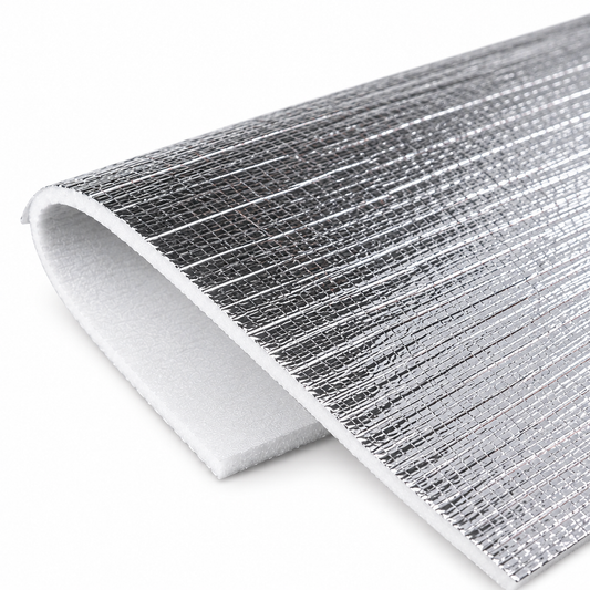 3–4mm Closed Cell Foam – Single Sided Aluminium Foil Heat Reflective Insulation (1m Wide) — clean product view on white background