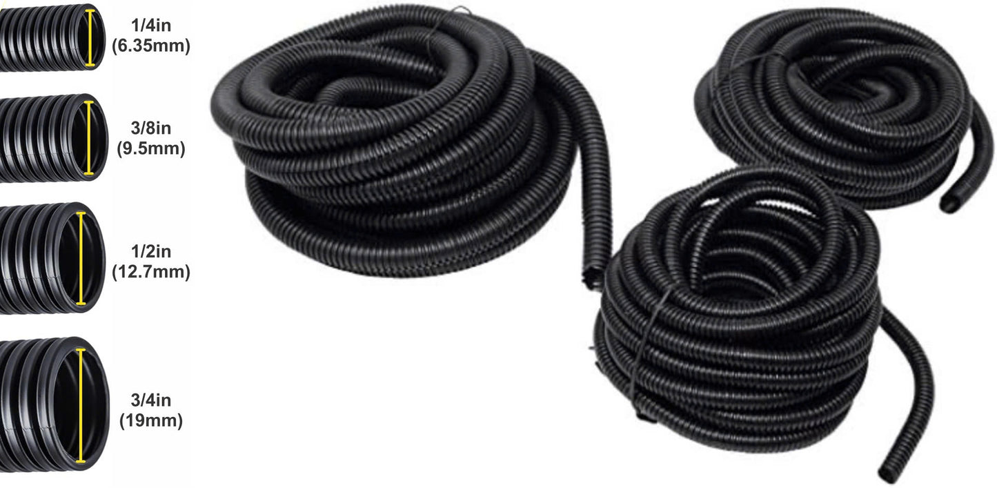 Split Wire Loom Tubing Cable Conduit Protector Auto/Marine/Industrial Electrical - Sold Per Meter to Any Length